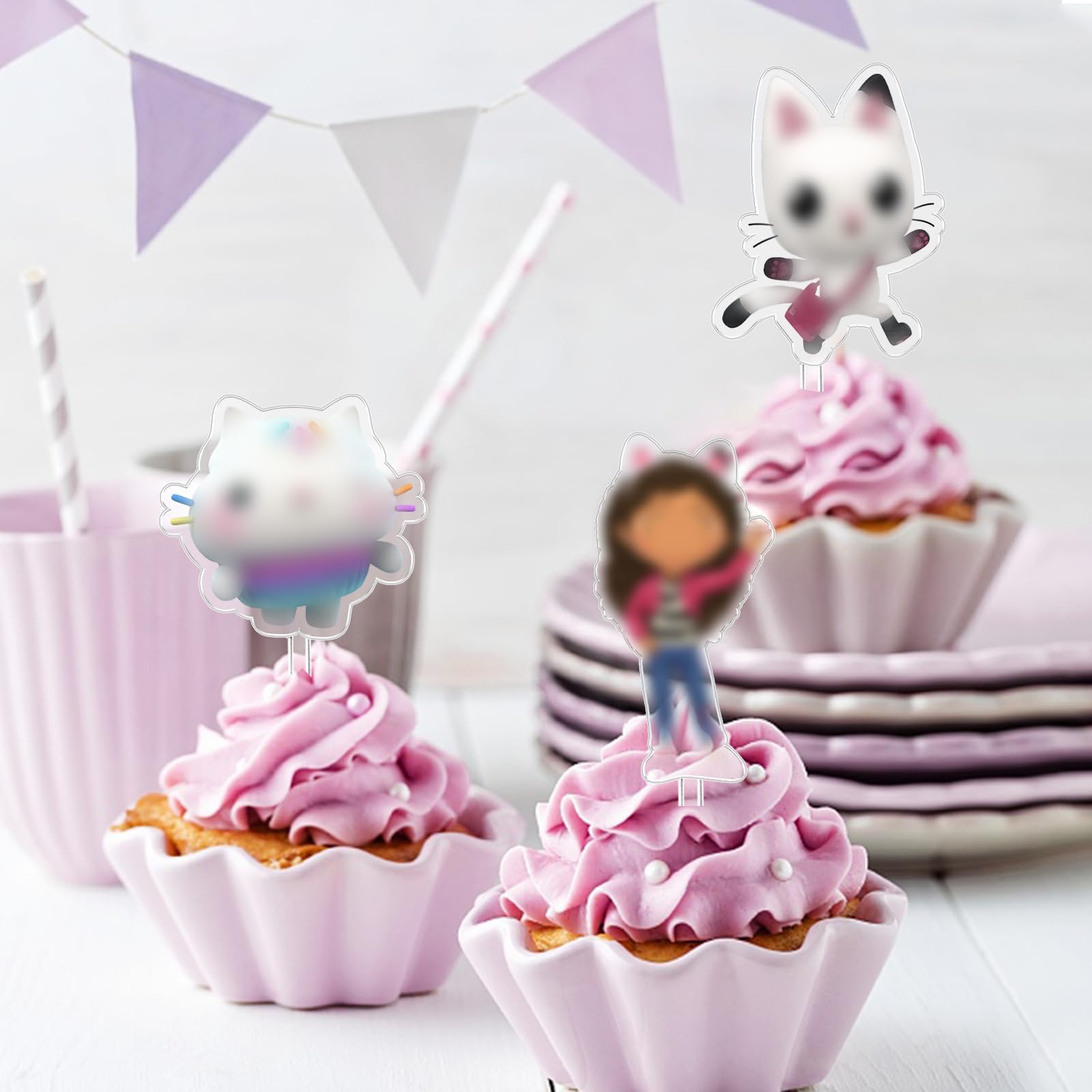 Set 7 Pezzi Decorazioni Torta Compleanno - Topper Happy Birthday + 6 Cupcake Toppers Per Festa Bambini 3 Anni - Foto 12
