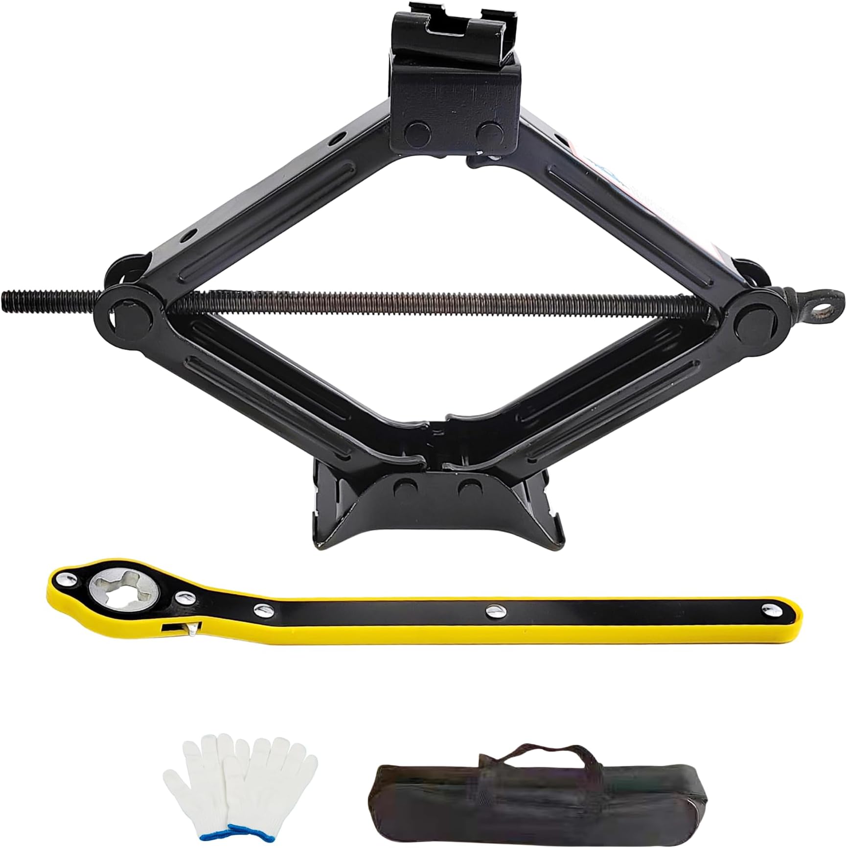 Scissor Car Lift Jack 2 Ton (4409 lbs) for Sedans, MPVs & SUVs, Compact Portable Kit Vehicle Roadside Emergency Tool Tire Change with Ratchet Wrench (2T)