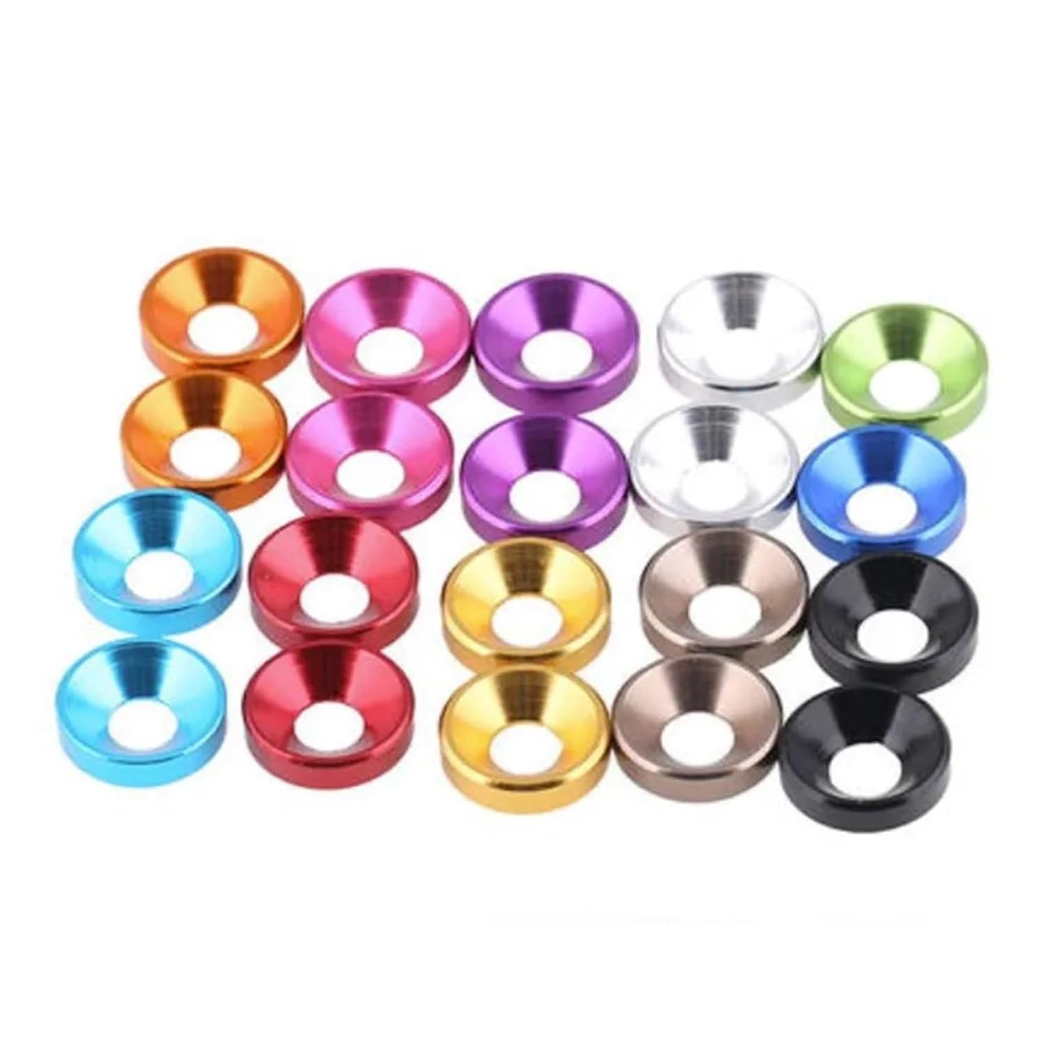 Aluminum Countersunk Washer M2 M2.5 M3 M4 M5 M6 M8 Colourful Anodized Countersunk Head Bolt Washers Gasket 10pcs/50pcs(Sliver,10PCS_M2)