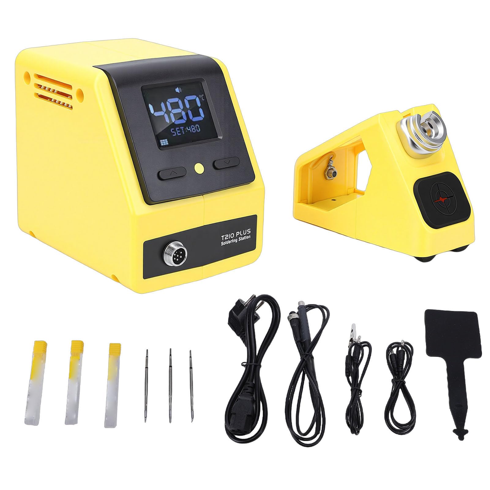 Estación de Soldadura Digital T210 Plus 120W 3S Calentamiento Rápido 100-480°C con Pantalla LCD Control PID Auto Sleep para Reparación Electrónica DIY Hobby (Enchufe europeo)