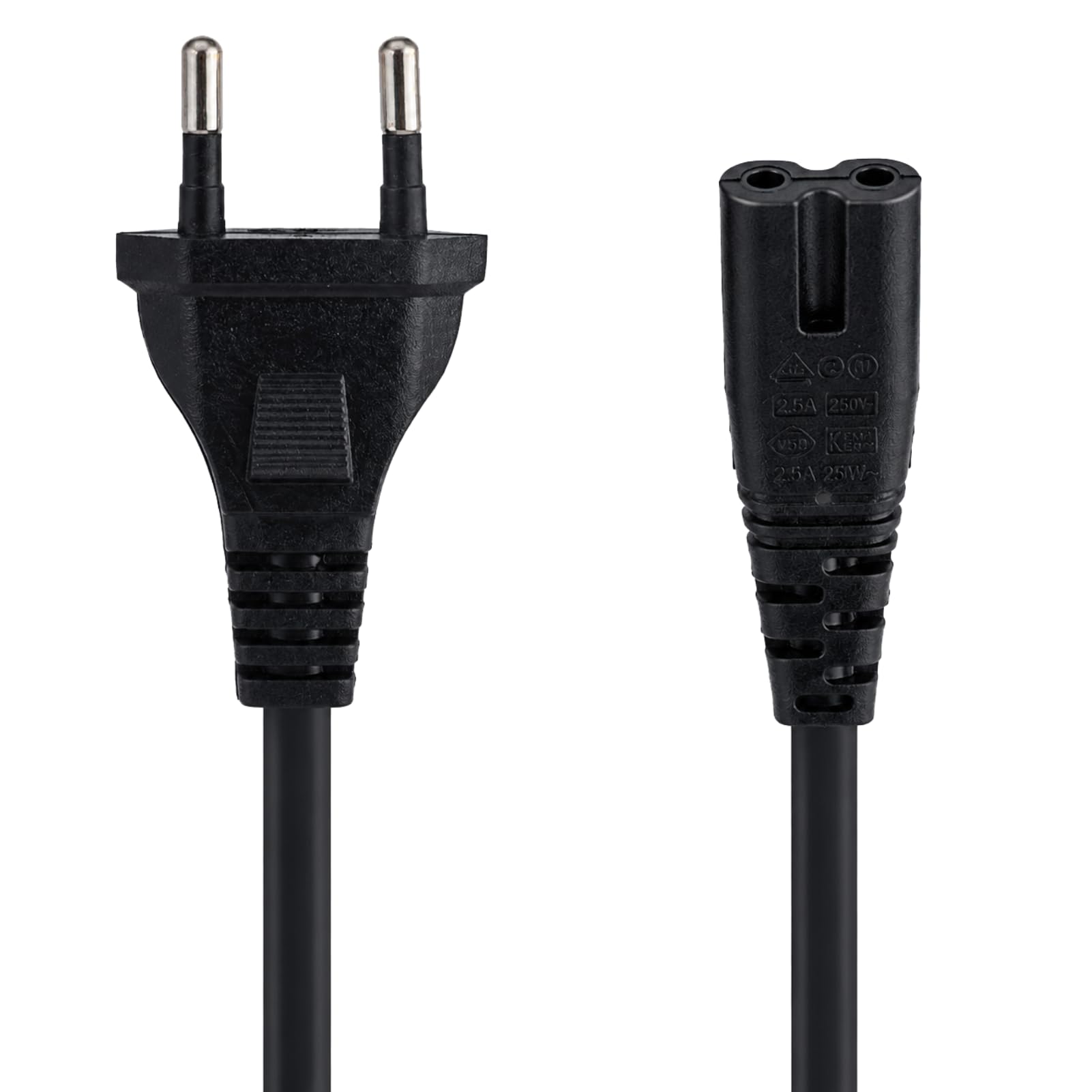 Netzkabel Eurostecker C7, Stromkabel Eurostecker auf C7, Euro Netzkabel 2-polig USB C Gerätebuchse, Stromkabel Verlängerungskabel 1,8 m, Kompatibel mit TV Monitor Laptop PS3 PS5 Xbox DVD Blu-ray