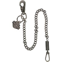 Men's Bar &amp; Shield Spring 24 inch Wallet Chain, Antique Nickel