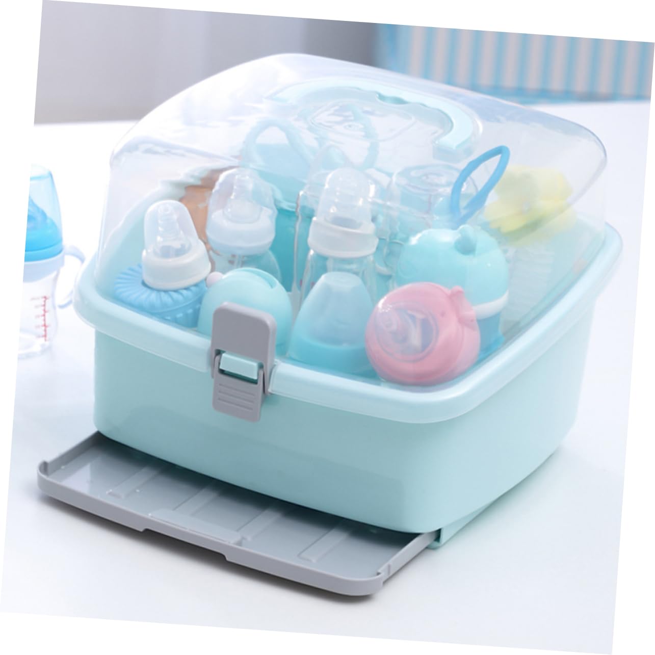 Boîte de Rangement pour Biberons Portable, Grosse Capacité, Plastique Vert | Maison et Extérieur, Protège Biberon et Tétine, Format Pratique pour Voyage