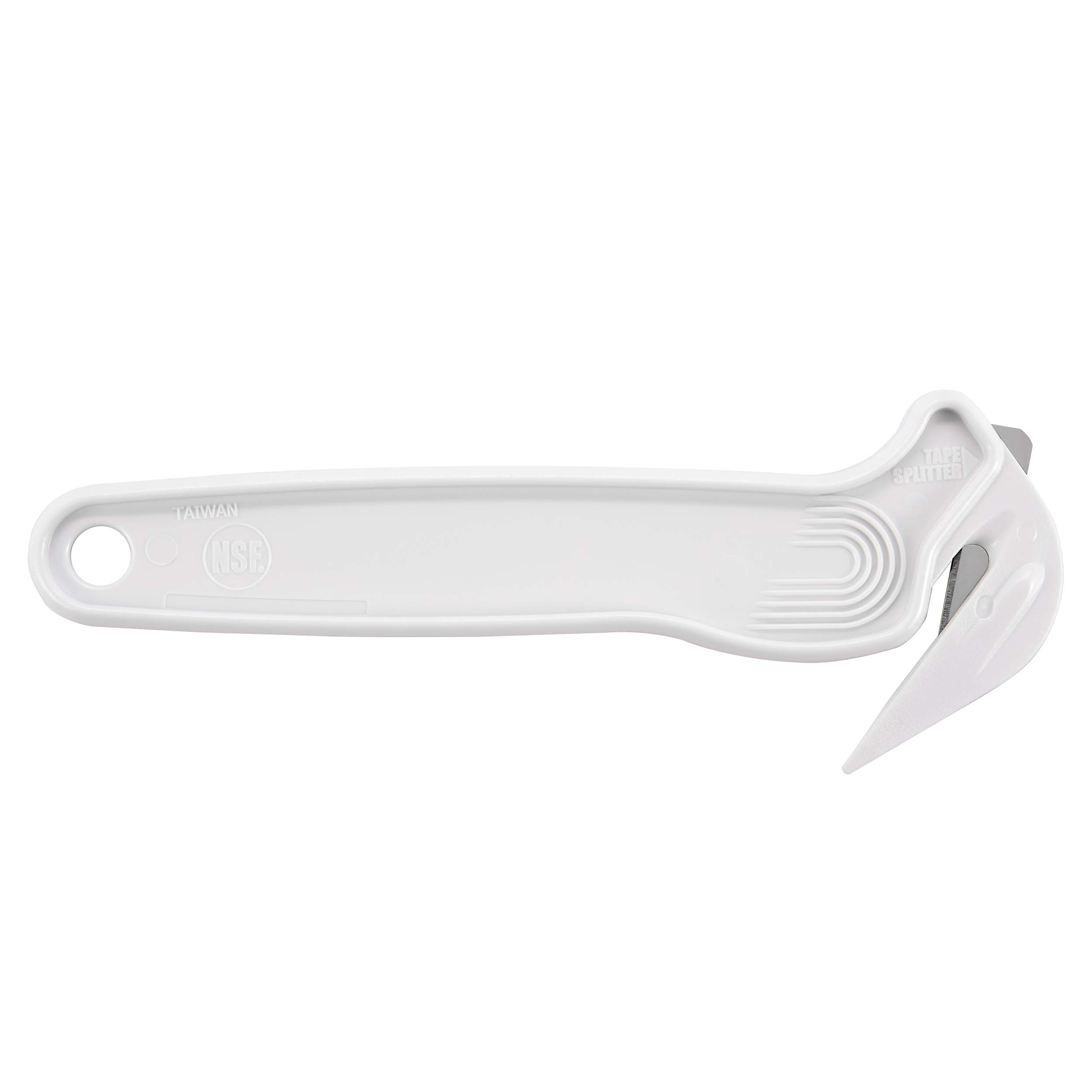 Pacific Handy Cutter DFC364 White NSF Certified Food Safe Cutter with Bladeless Tape Splitter, Safe and Efficient Cutting for Cryovac, Plastic Bags, Shrink Wrap, and More
