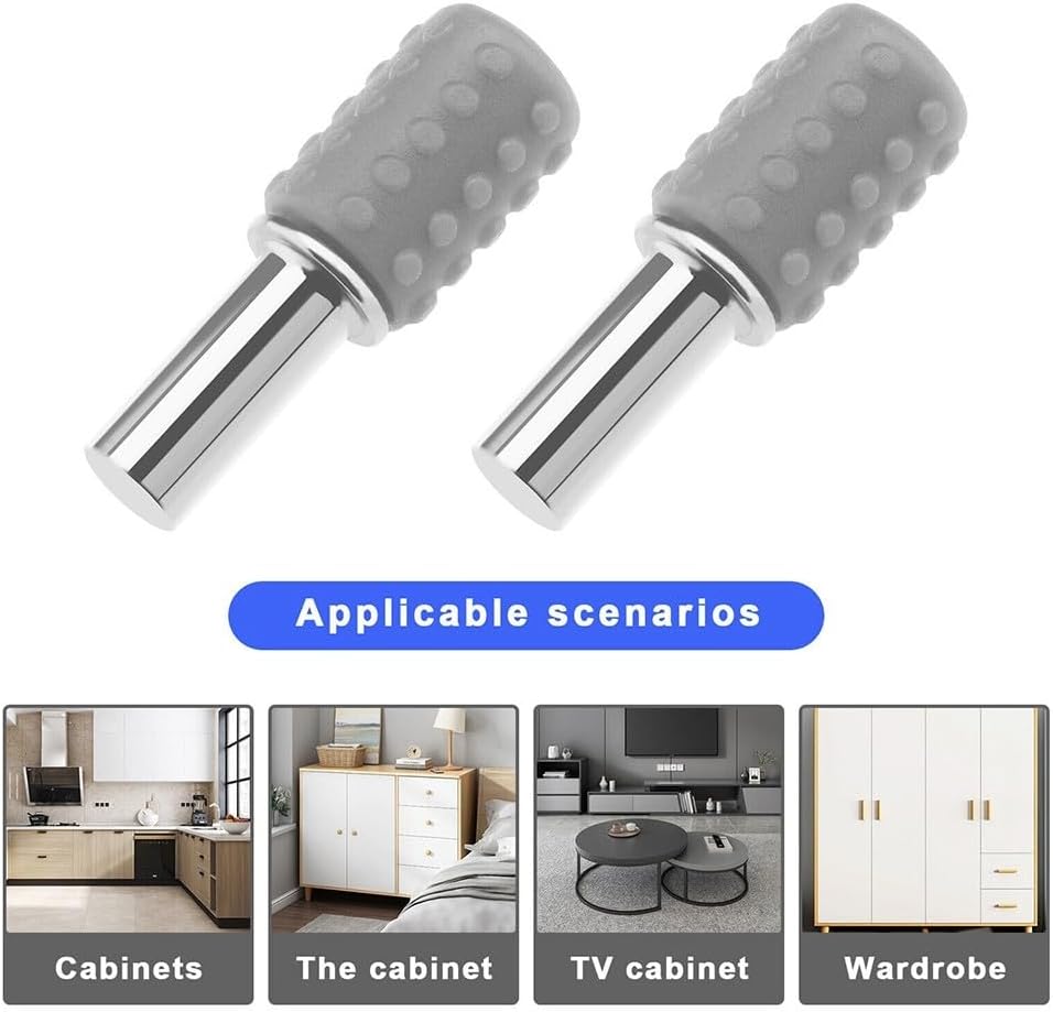 20-Pack Shelf Support Pegs Cabinets & Furniture – 6 mm Diameter Iron Studs with Anti-Slip PVC Coating, Grey Cabinet Bracket Pins Laminate and Glass Shelving
