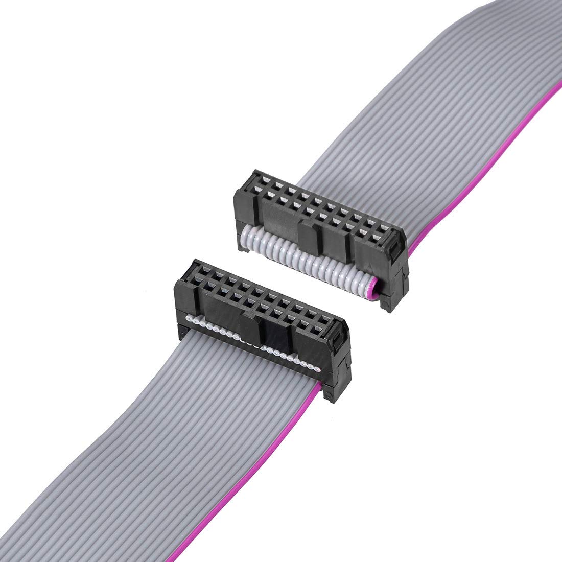 IDC Wire Flat Ribbon Cable FC/FC Connector A-type 20 Pins 2.54mm Pitch 1m Length Grey