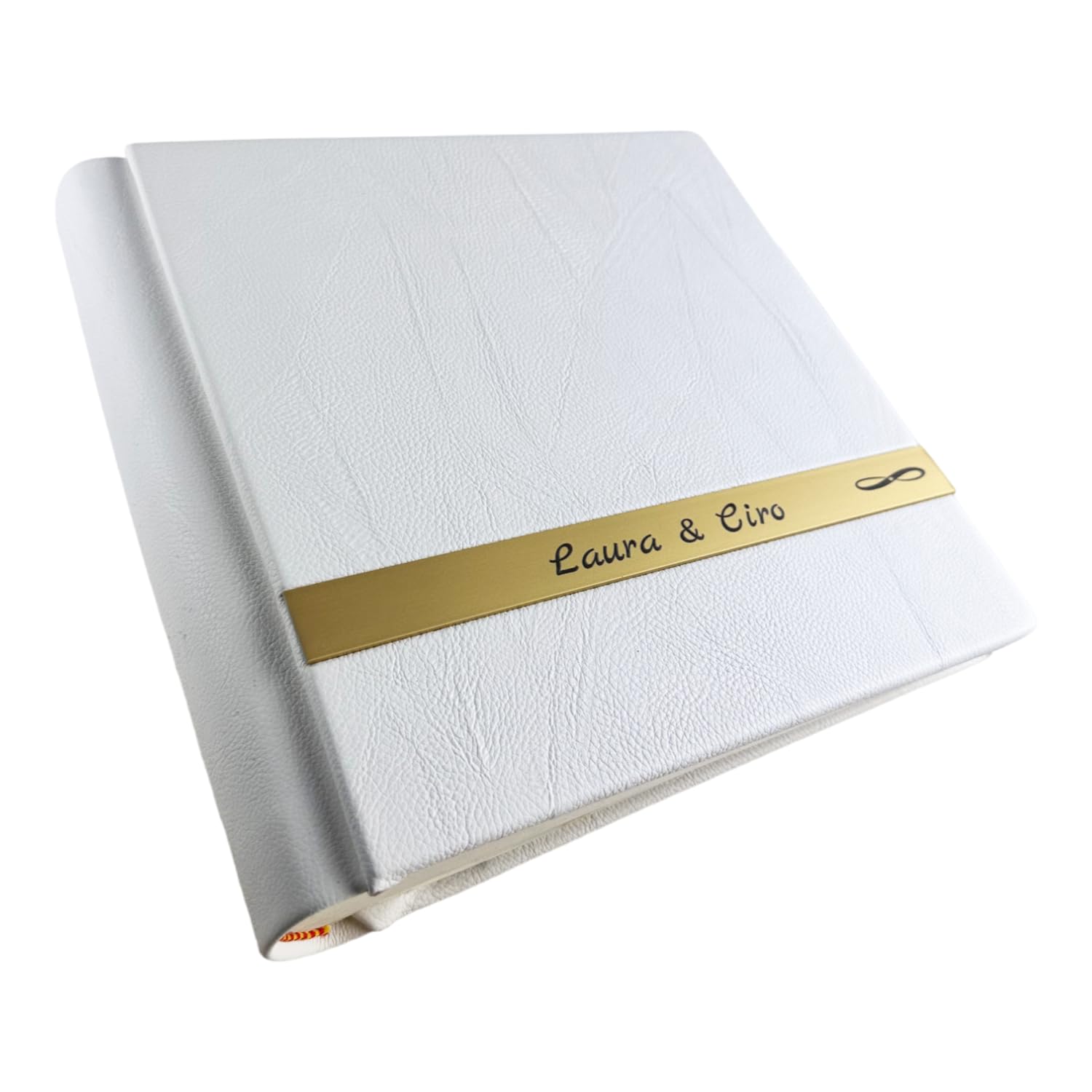 Album Fotografico Artigianale - Cristy - in similpelle pregiata, con bacchetta alluminio Personalizzabile,classico con velina,Matrimonio,Compleanno,Regalo,Wedding,Anniversario (Bianco)