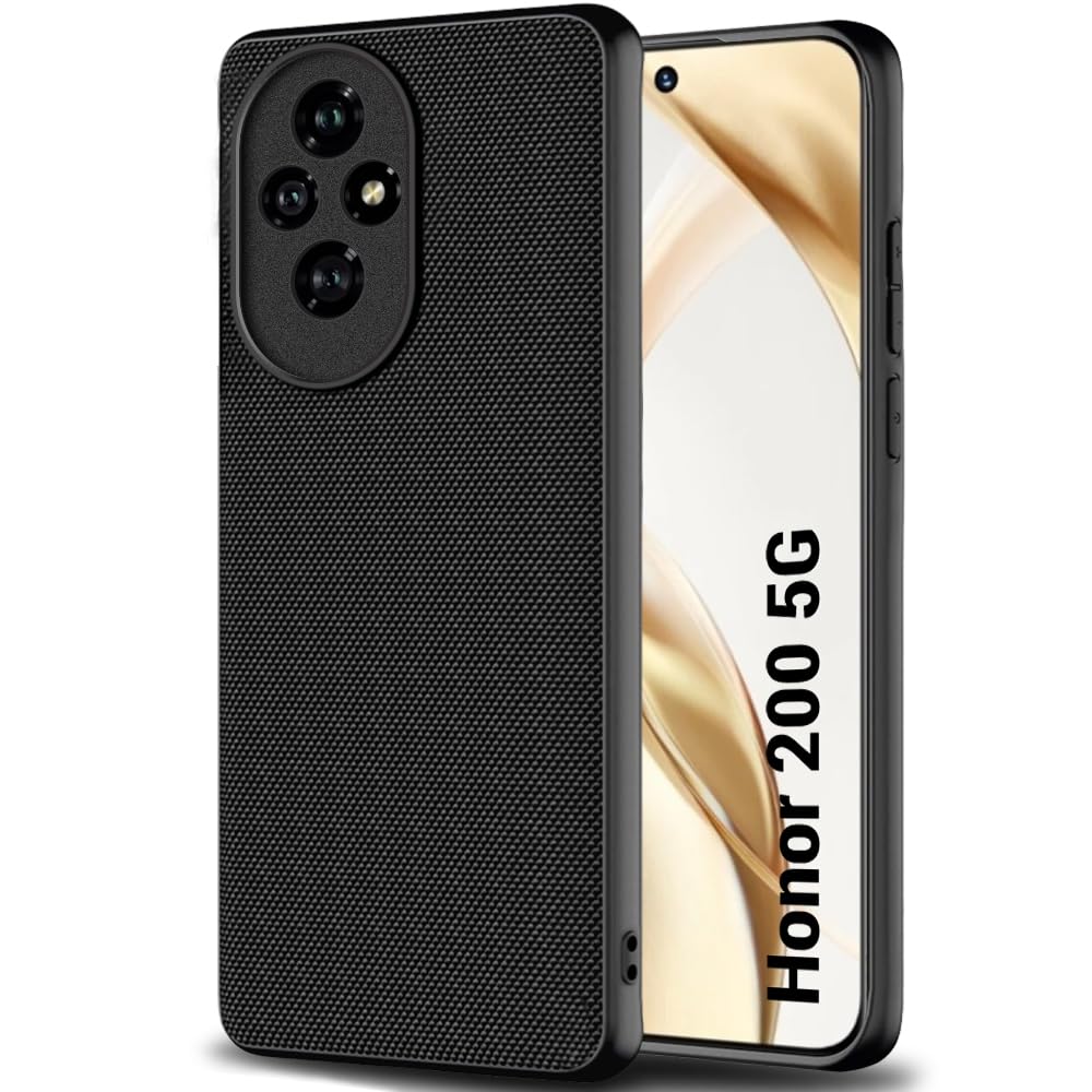 TheGiftKart Back Cover Case for Honor 200 5G | Slim & Lightweight | Ultra-Premium Design | Camera Protection Bump | Fabric Texture Case Cover for Honor 200 5G (PC & TPU, Black) (B0D7DKDTFK) Amazon Price History, Amazon Price Tracker