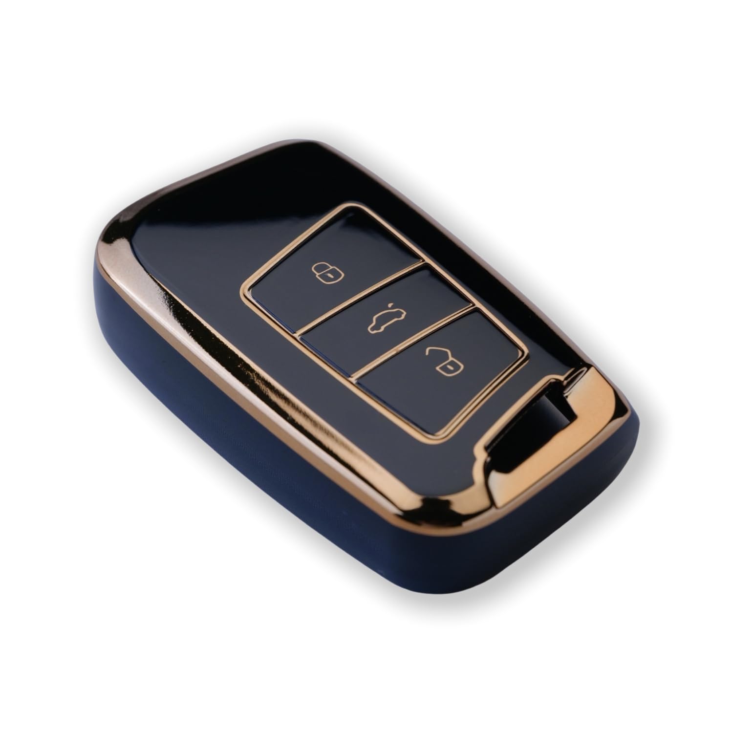 RUXYAXFOL TPU copertura chiave auto per VW Golf 7 Passat B8 Seat Leon Ibiza Toucan T-Cross Polo CC Skoda Superb Kodiaq Custodia chiave auto, 2 pezzi, oro nero