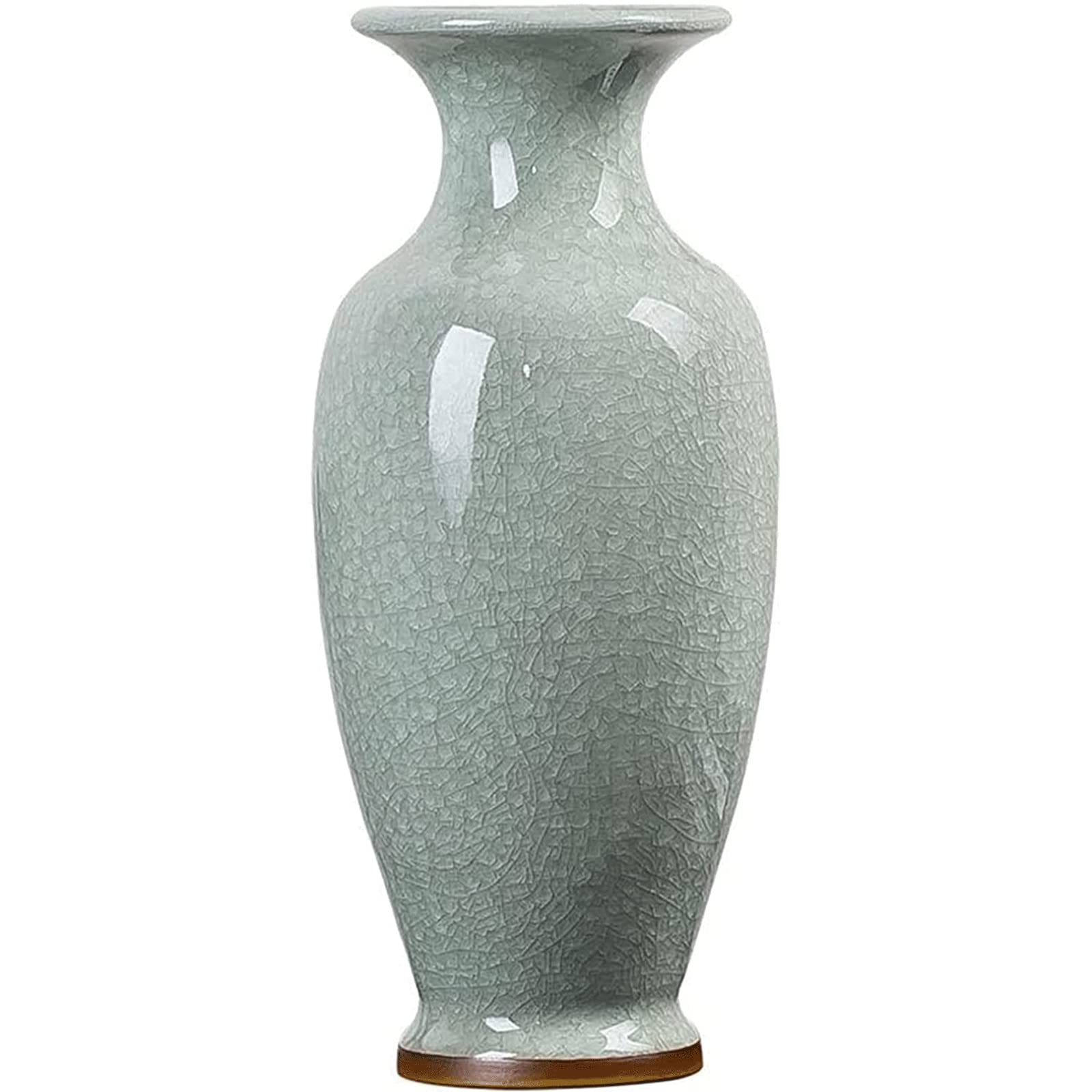 SnamicE Floor vase Rustic Floor Vase Fresh and Elegant Chinese Fish Tail Ceramic Vase Light Cyan Home Decor with Base for Modern Home Decor,