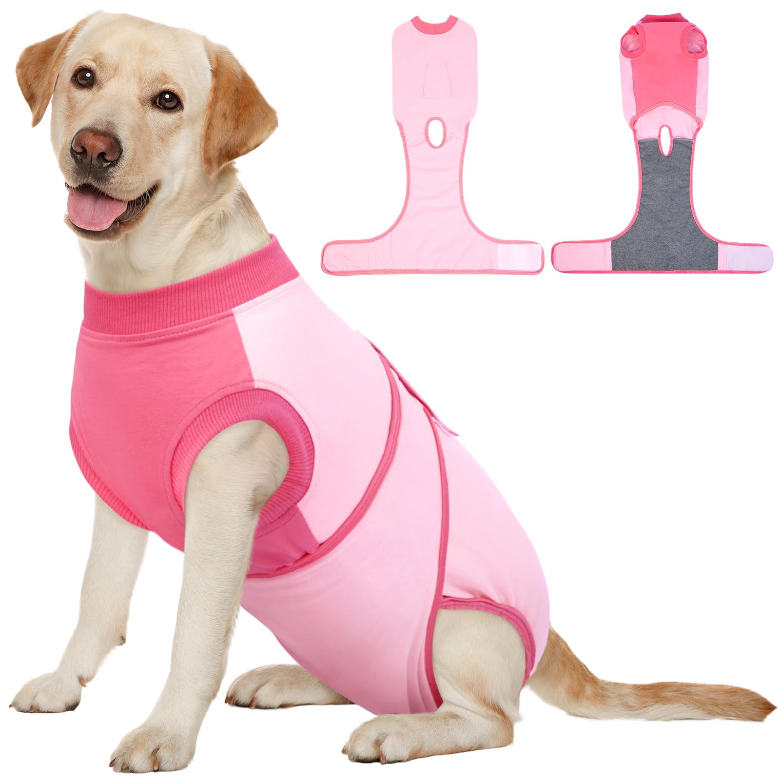 Kuoser Dog Recovery Suit, Female Male Spay Neuter Surgery Suit, Pink, XXL