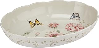 Butterfly Meadow Scalloped Oval Baker