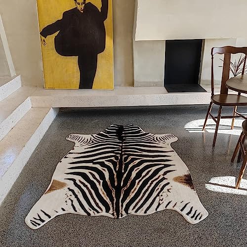 Tapete Decorativo Estampado Cebra 4.6ft x 6.6ft Blanco y Negro
