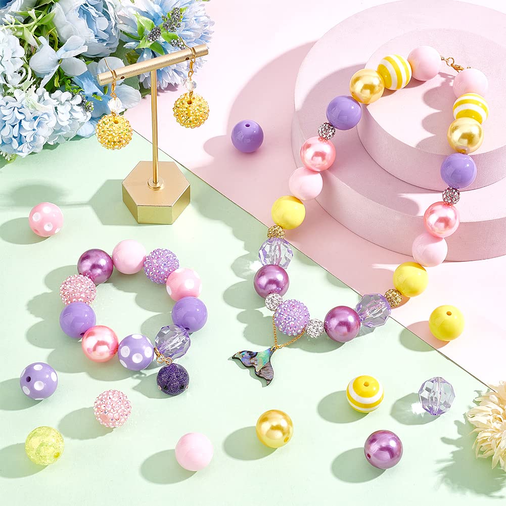 PandaHall 50 Perle Acriliche Nere 20mm: Grandi, Per Gioielli, Bracciali, Borse, Decorazioni Halloween