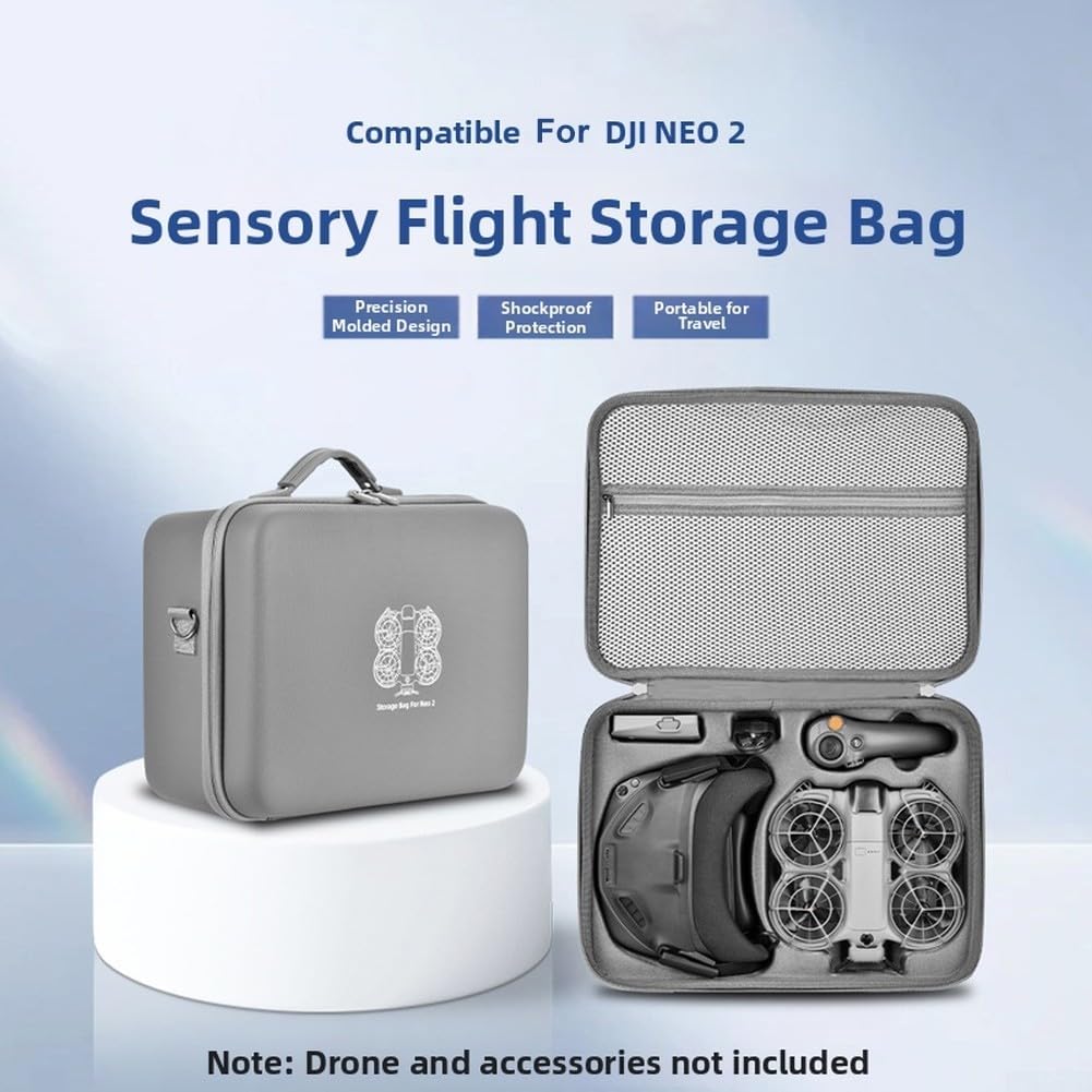Twardy futerał do DJI Neo 2, przenośna torba crossbody EVA z paskiem na ramię, ochronny organizer podróżny, baterie i akcesoria, szara