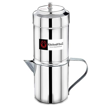 Kitchenvibes Coffee filter maker with handle 250ml capacity( 5 to 6 cup )Tea pot /Coffee Kettle Drip maker stainless steel (250)