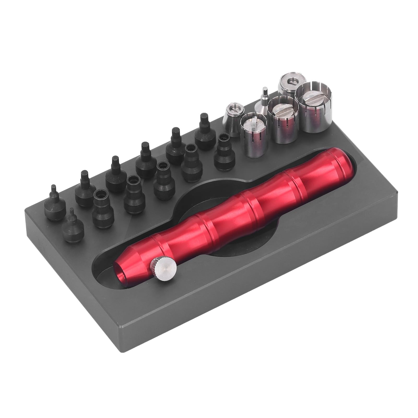 Herramienta de Extracción de Tubo de de Reloj, Herramientas de Reparación Prácticas de Acero de Aleación Portátil para Relojeros, Rojo y Negro