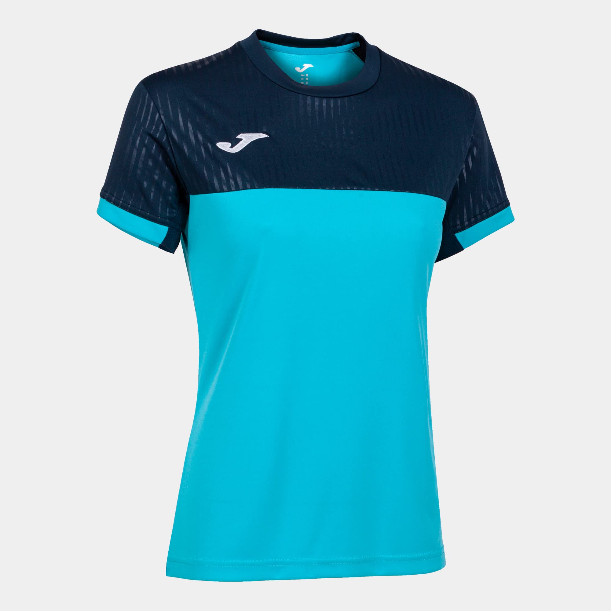 Joma Damen Kurzarm Montreal T-Shirt, Türkis, fluoreszierend, Marineblau, L