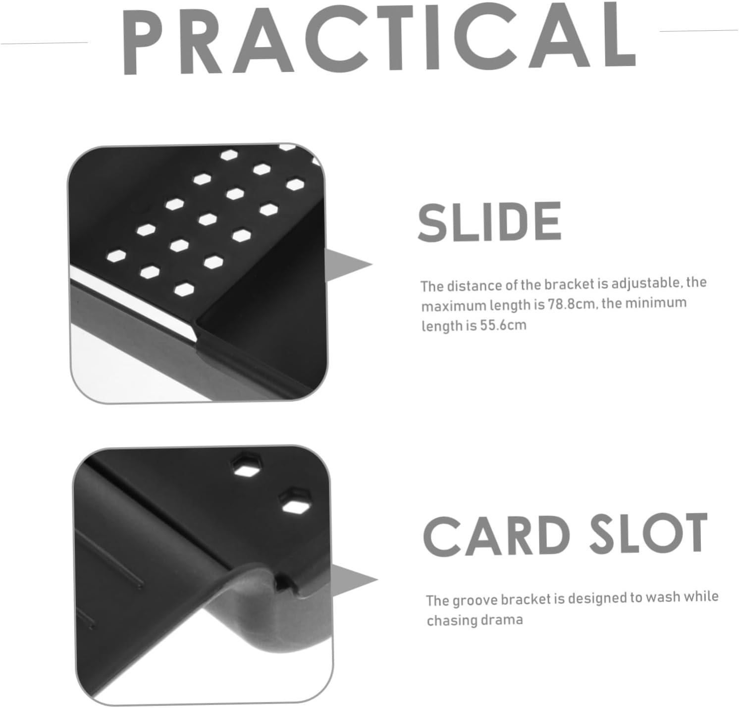 GLEAVI Bathtub Shelf Plastic Storage Rack Household Bathroom Supply Serving Tray Black