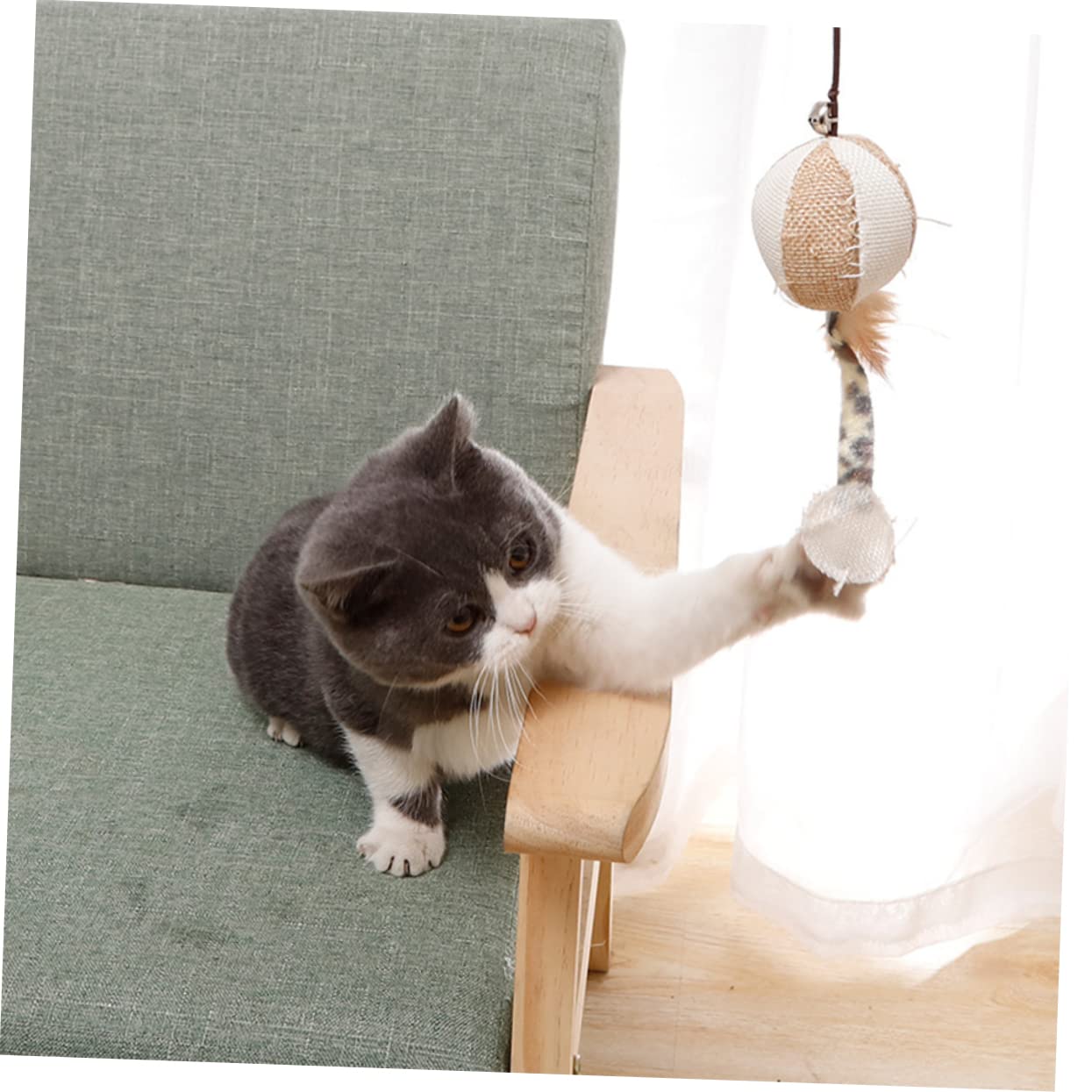 Didiseaon 3 Juegos De Juguetes Interactivos para Gatos Colgante De Peluche con Cascabel Juego para Mascotas 4 Piezas X 3