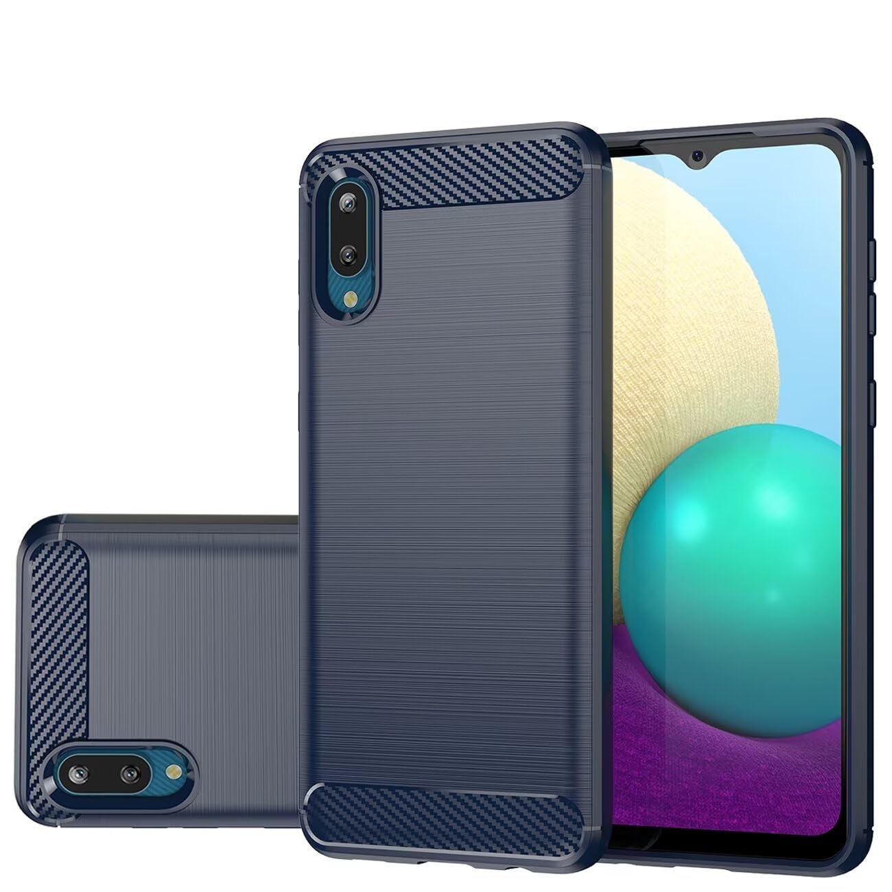 Gufuwo Case for Galaxy A02 Case, Samsung M02 SM-A022F Case, Slim Thin Carbon Fiber Phone Case TPU Soft Back Cases Anti-Scratch Shockproof Protective