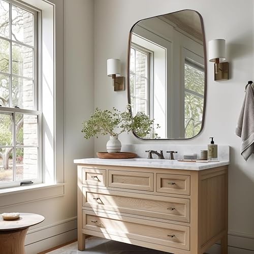 Miniatura 92 de ANDY STAR Espejos ovalados dorados para baño, espejo de pared oblongo, con marco de metal dorado cepillado de 24 x 36 pulgadas, espejo de tocador