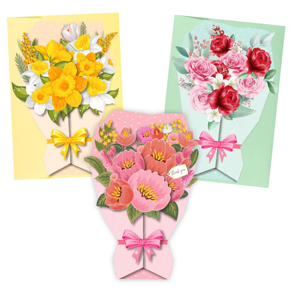 Amazon | moin moin メッセージ カード + 封筒 3種セット 12×17cm 花束