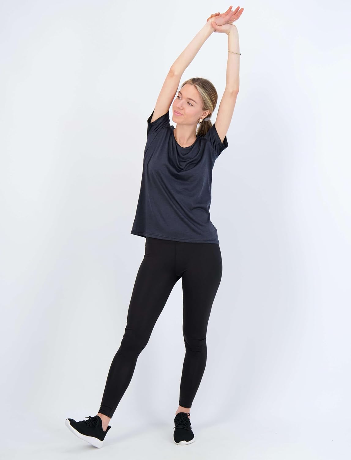 Real Essentials 5 Pack: Women's Short Sleeve T-Shirts Workout Tops Fitness Pilates Gym Activewear Athletic (Plus Available) - Image 8