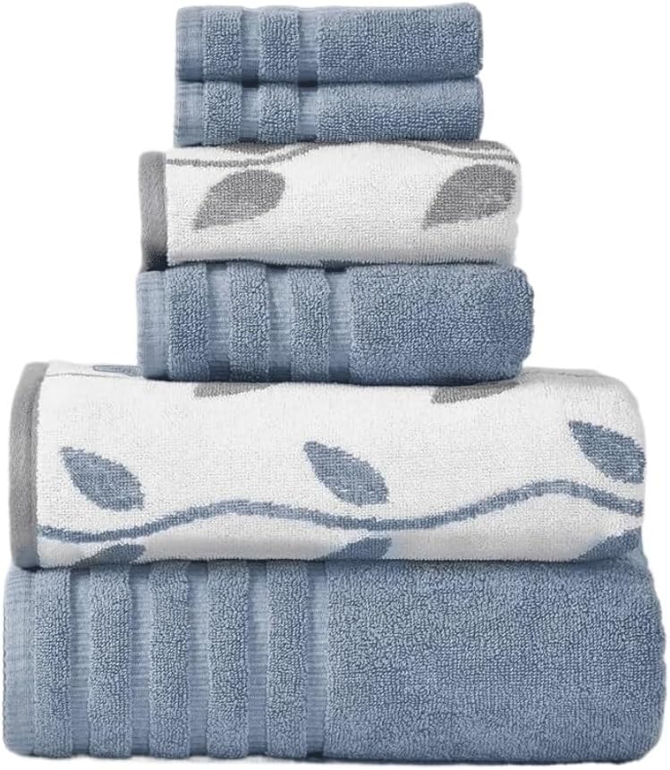Towel Bathroom Overseas 6-Piece Yarn-Dyed Organic Rattan/Solid Super Soft Combed