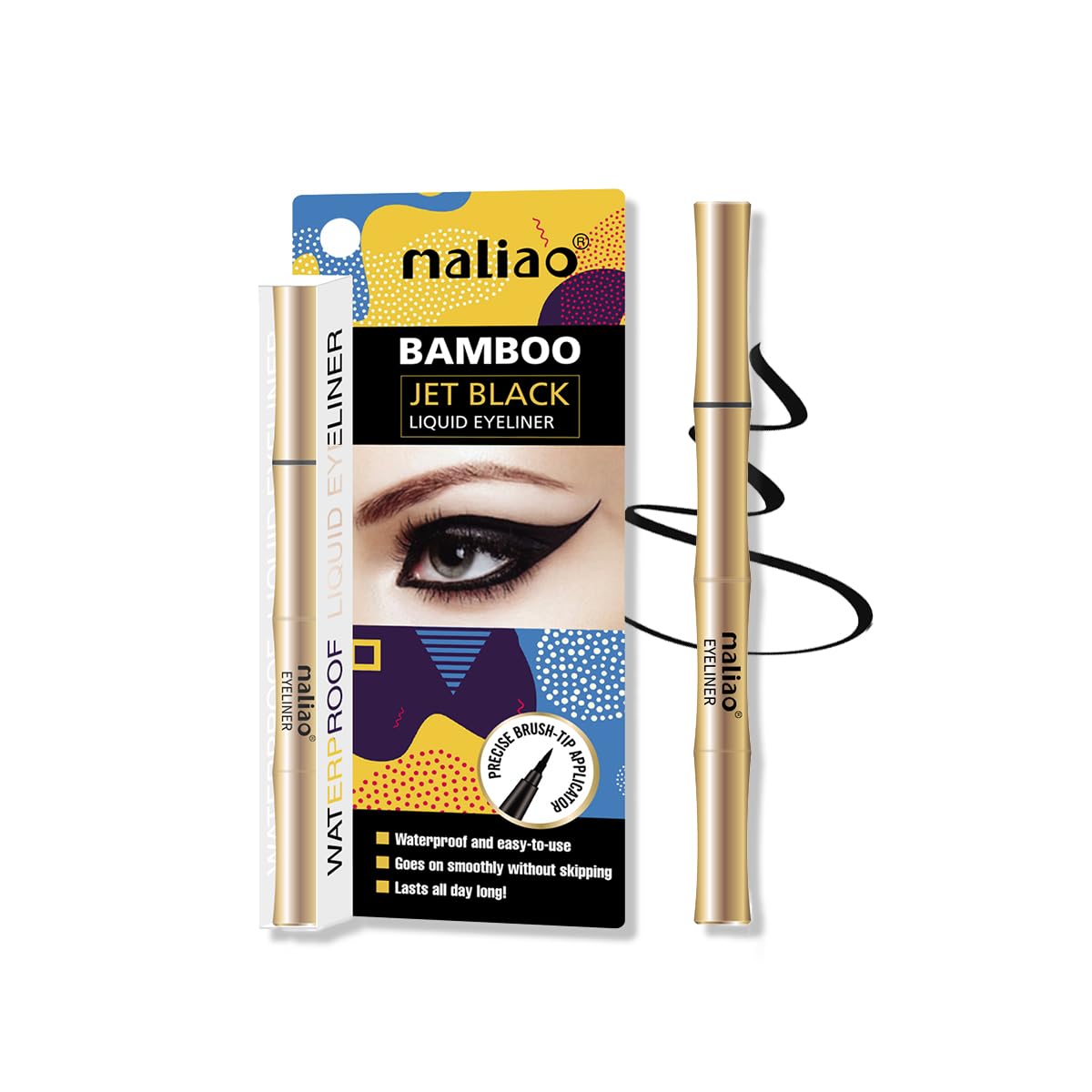 Maliao Bamboo Jet Black Liquid Eyeliner | Waterproof & Smudge-Proof | Ultra-Fine Tip for Precision | Long-Lasting Matte Finish | 1.5g-image-16