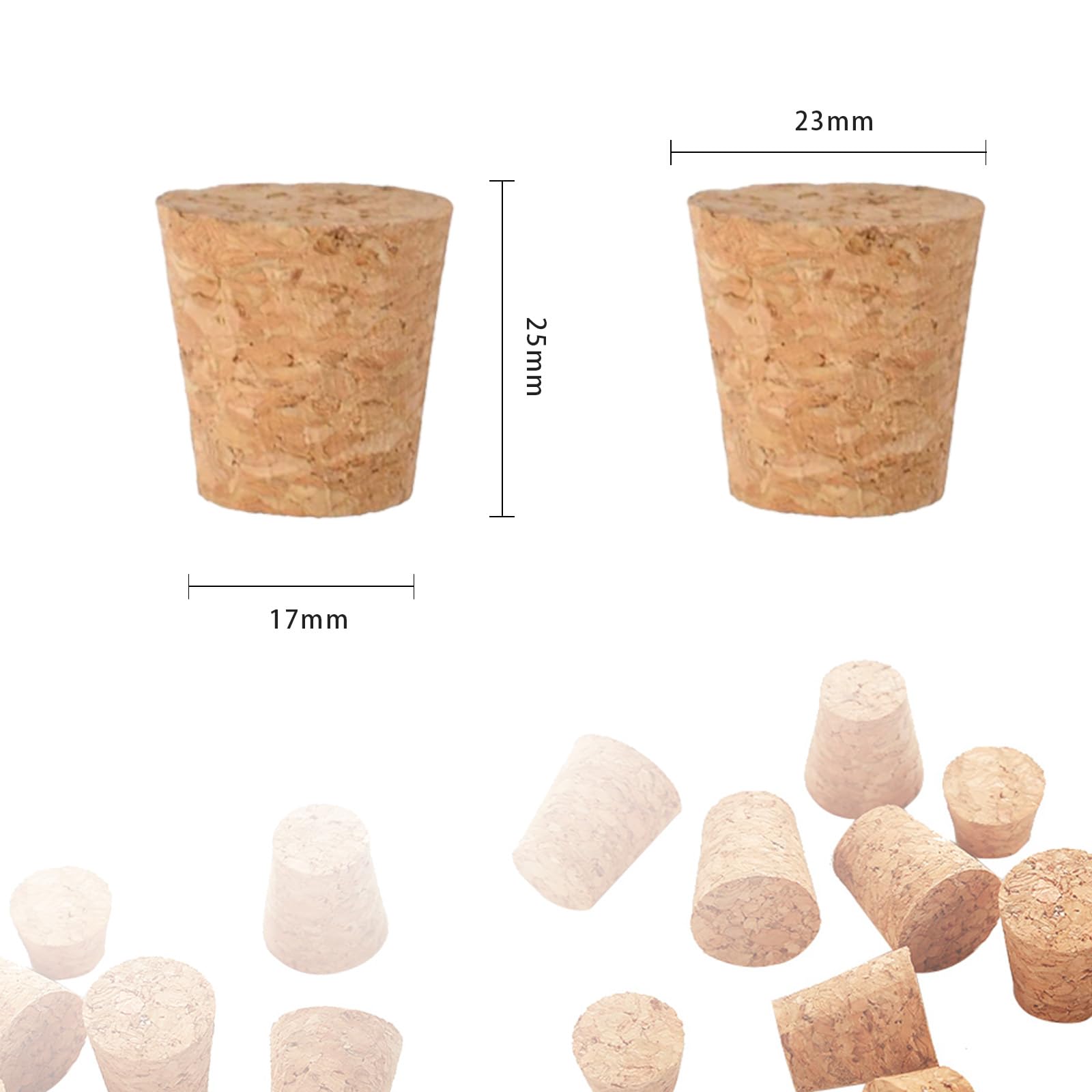 20 tapones para botellas, tapones de corcho, corchos de vino, para manualidades, corchos cónicos, para botellas de vino y cerveza