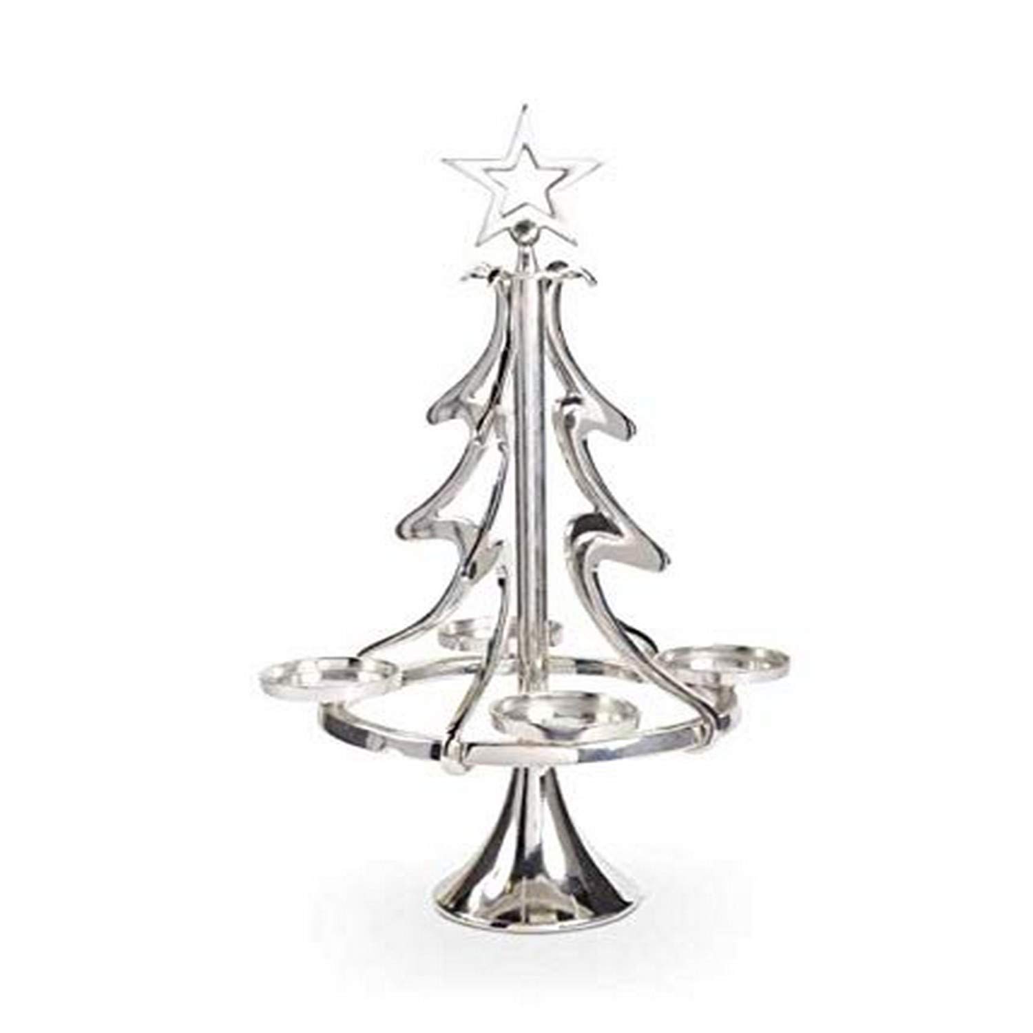 K&K Interiors 53795B 21 Inch Polished Silver Metal Maypole 4 Votive Christmas Tree
