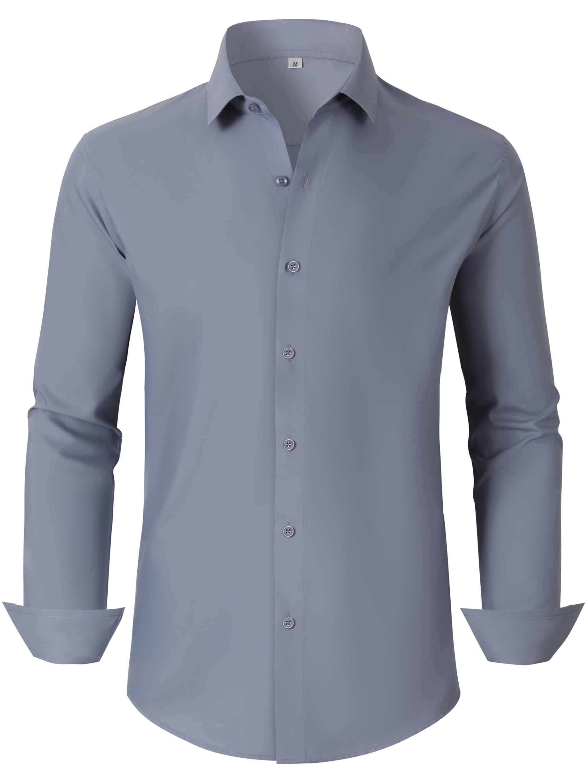 Ruisin Soft Wrinkle-Free Mens Dress Shirts Solid Long Sleeve Formal Shirt Business Casual Button Down Shirts Tall XXS-6XL