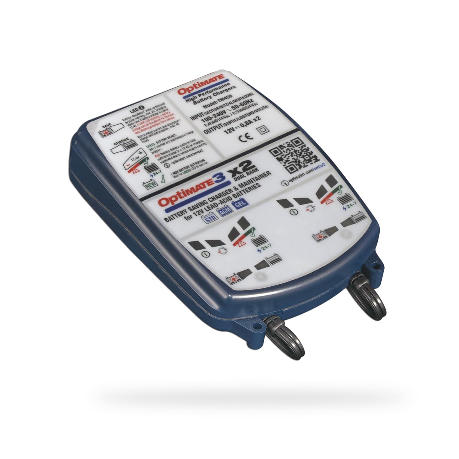 Optimate - Chargeur Batterie Optimate 3 - pour Batterie 12V - Peut Tester et/ou Charger Deux Batteries en Même Temps