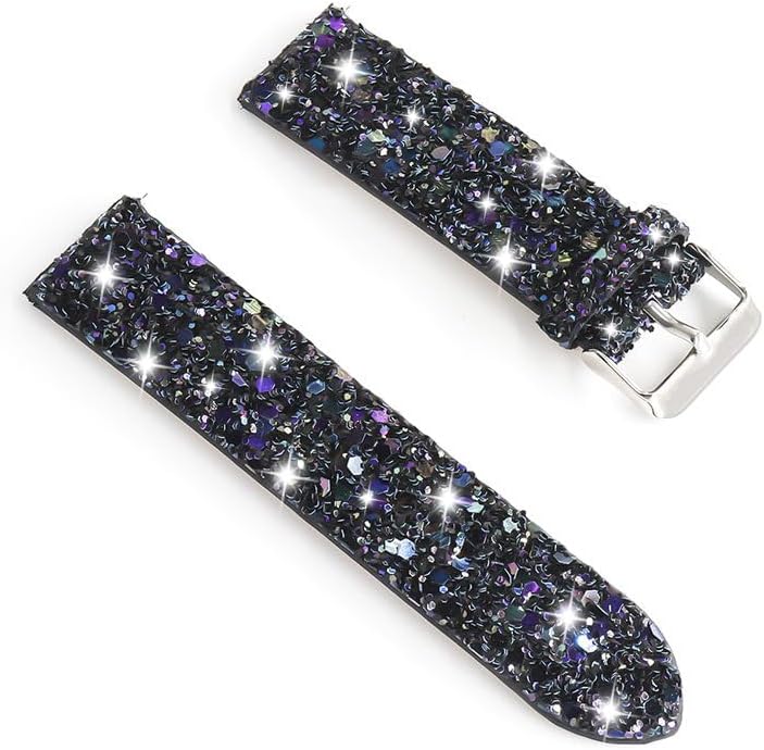 Bling Bands Compatible with Samsung Galaxy Watch 7 6 5 4 Band 40mm 44mm/Watch 6 4 Classic 43mm 47mm 46mm 42mm/Watch 5 Pro 45mm/Active 2 Band, 20mm Bling Glitter Leather Bands Women image 2