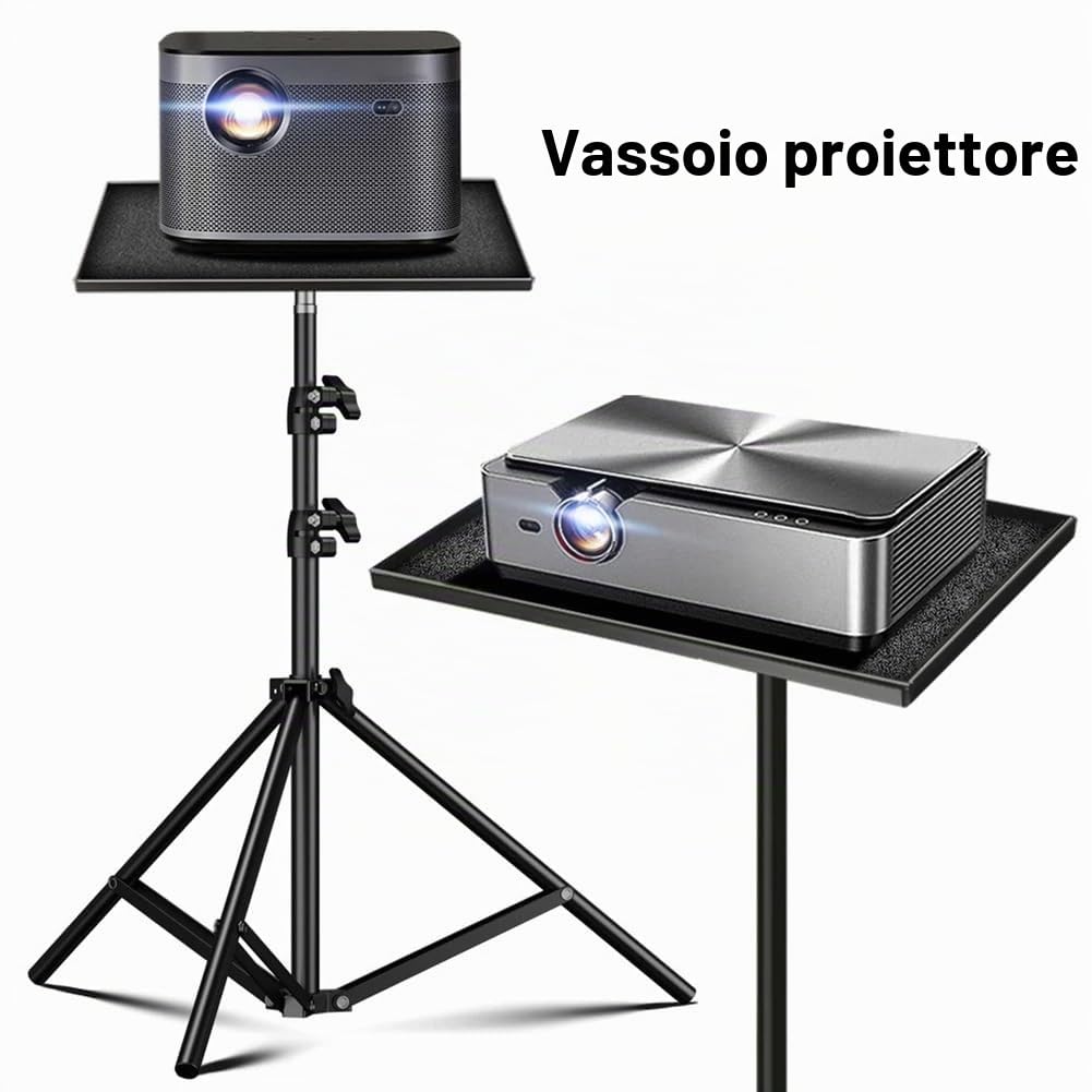Supporto per proiettore con vassoio, sollevamento telescopico, asta per trasmissione dal vivo, treppiede, supporto per telecamera e proiettore
