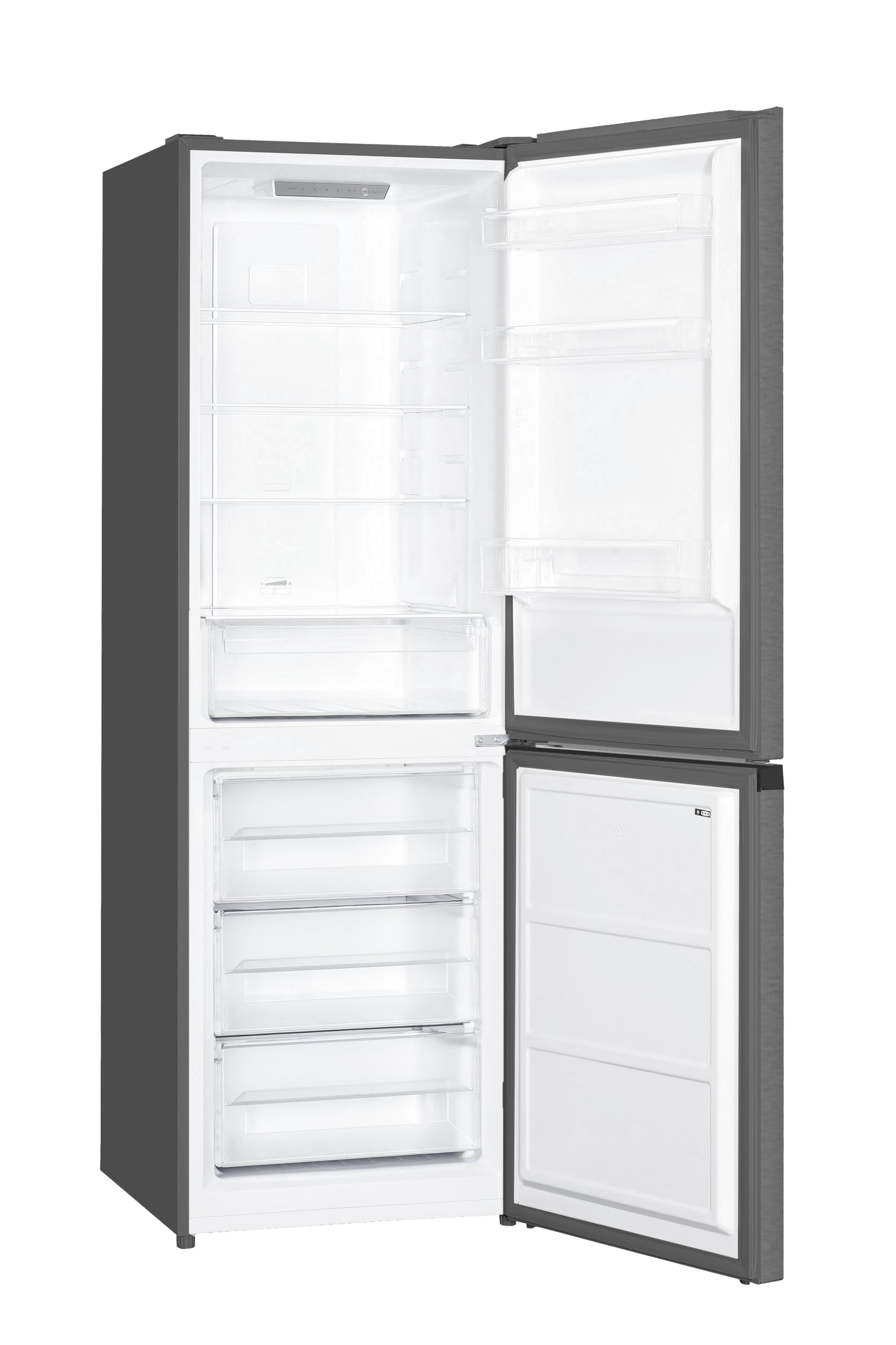 Corbero - Frigorífico Combi No Frost | CCH18574NFX | 327L | 59x91x177 | Luz LED | Crisper y Balcones Ajustables | Estantes de Cristal | 39 Db | Inox