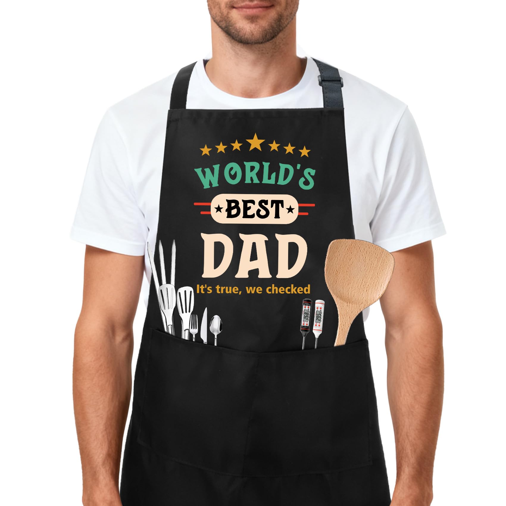 Yilousy Funny Apron for Dad Best Gifts for Dad Father's Day Christmas Birthday Easter Thanksgiving Housewarming Adjustable Kitchen Cooking Baking Aprons Gift