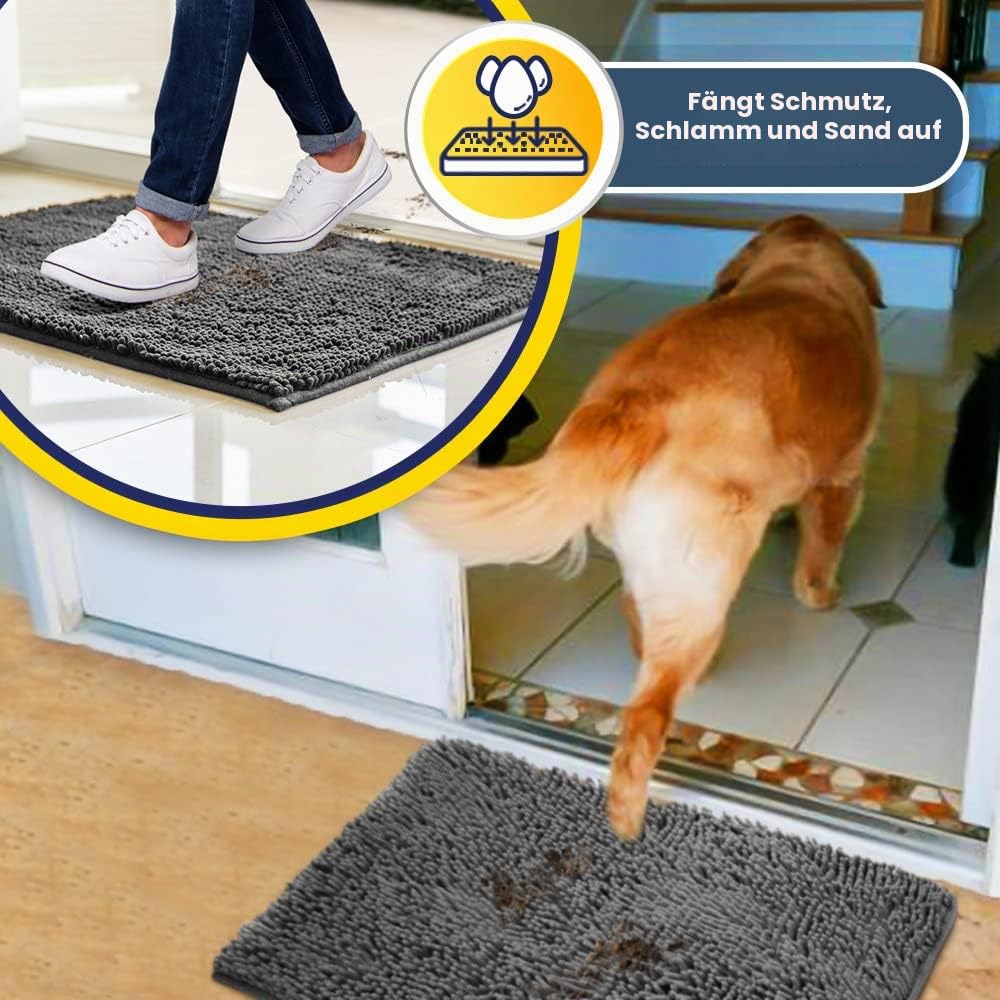 Muddy Mat® Shown On TV sehr saugfähige Mikrofaser-Fußmatte und Haustierteppich, rutschfest, dick, waschbar, für Küche, Badezimmer, Schlafzimmer, drinnen und draußen, Grau, Größe M, 76,2 x 48,3 cm