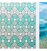 DUOFIRE Stained Glass Window Film Privacy Window Films Decorative Window Coverings Static Cling N...