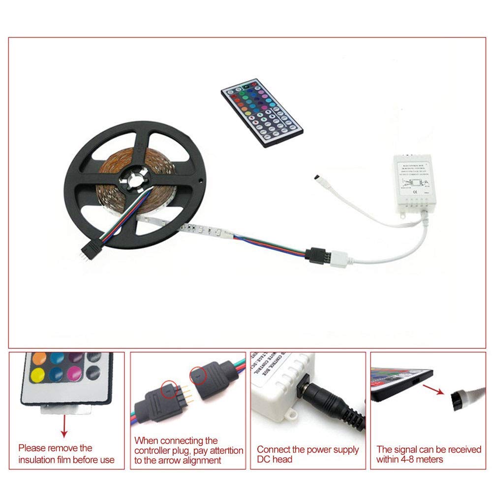 LED Strip Lights, 10M (5Mx2) 300LEDs 16RGB kleur veranderende ontmoette 44- Toetsen-RF Afstandsbediening, IP65 waterdicht 12V Decoratie for kerst Home Kitchen TV Decoration