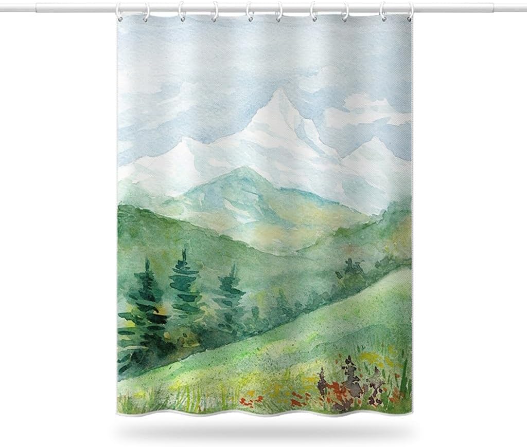 Shower Liner Shower Curtain Bath Shower Curtain Thickened Waterproof Polyester Shower Curtain Bathroom Curtain Home Shower Curtain with Hook Suitable for Bathroom (Size : W120xH180cm) ()