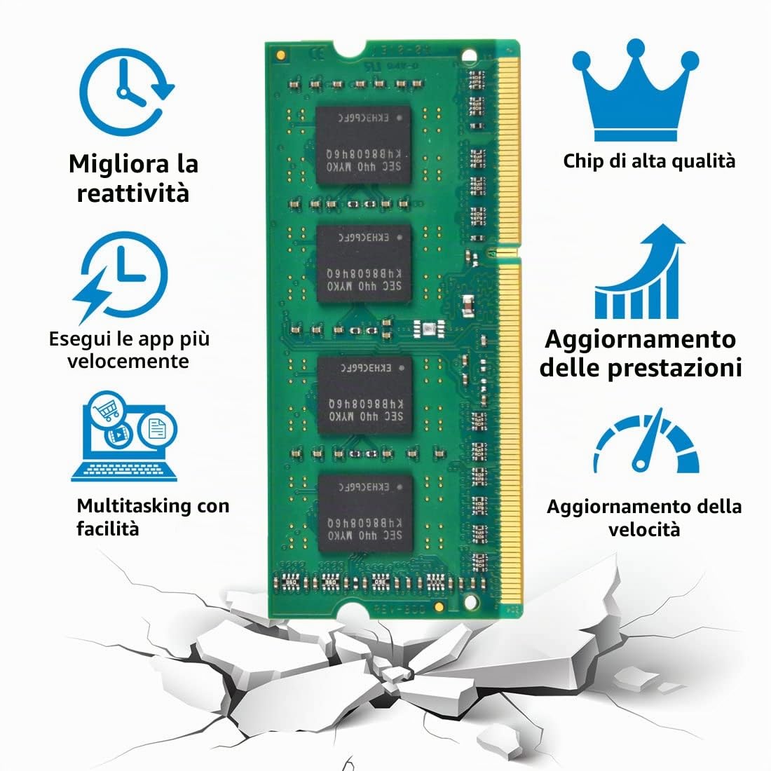 8GB 1Rx8 PC3L 12800S DDR3L 1600MHz SODIMM Ram, 8GB 1Rx8 PC3 12800S 1.35V CL11 204-Pin Memoria Laptop