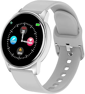 Dlmeda Smart Watch DIY Touch Screen 8 Sports Modes Activity Fitness Tracker with Sleep Monitor Waterproof Smartwatch Sport Bracelet Pedometer Step Calories for Men Women iOS Android (Color : White)