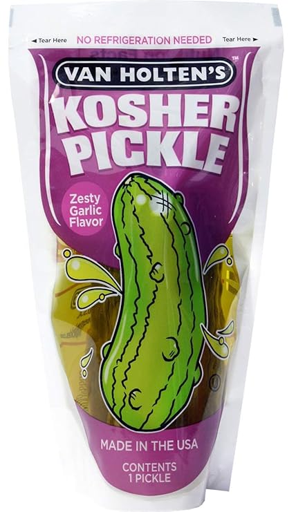 Van Holten's Pickles - Jumbo Kosher Zesty Garlic Flavor Fat Free, Low Calorie, Low Carb, Gluten Free Pickle-In-A-Pouch Great for Parties, BBQs, and Picnics 250g (Imported)