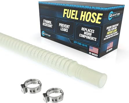 QFS Clear Corrugated Fuel Hose with PEX Clamps Universal Fit