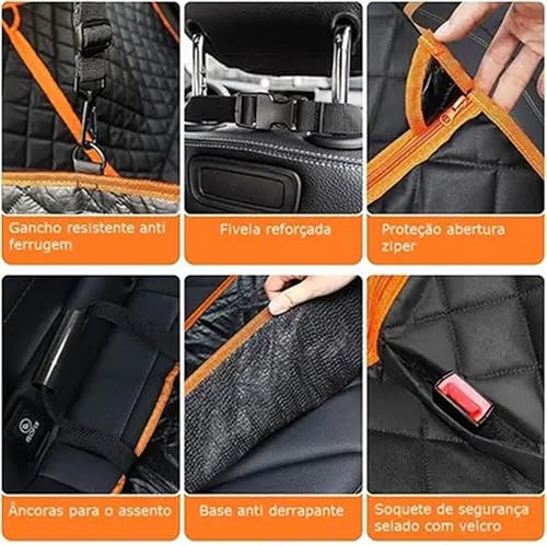 Capa de Proteção Pet Impermeável para Carro Automóvel Assento Banco Cachorro Gato Versátil 5 em 1 Es