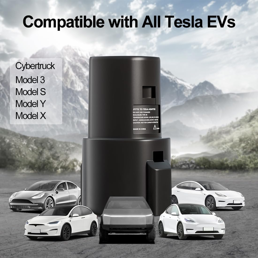 SKTYANTS J1772 Charging Adapter Max 80AMP/250VAC Compatible with Model 3, Y, S, X Tesla High Powered Connectors (Black)