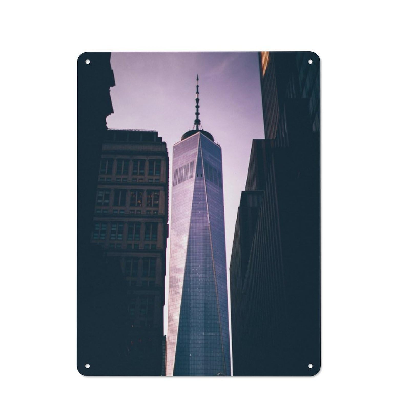 Junmoney Freedom Tower Vintage Tin Wall Plaque 40X30cm For Café Or Restaurant, A Decorative Christmas Gift For Café Owners And Decorators