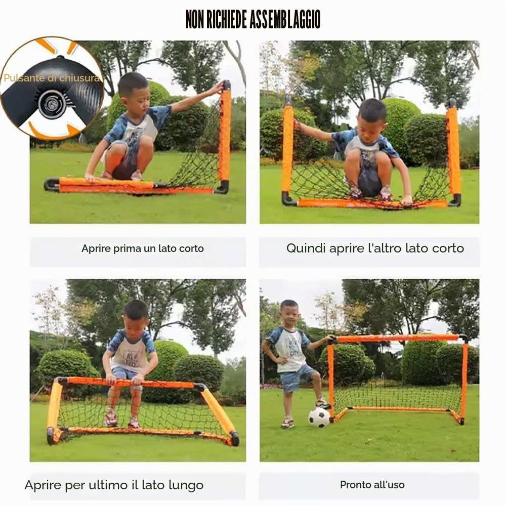 NEWFUN Porta da Calcio da Giardino, 90x60 CM Porte da Calcio per Bambini da Giardino, Pieghevoli e Ffacili da Riporre, Adatte per uso Interno ed Esterno - 2PCS